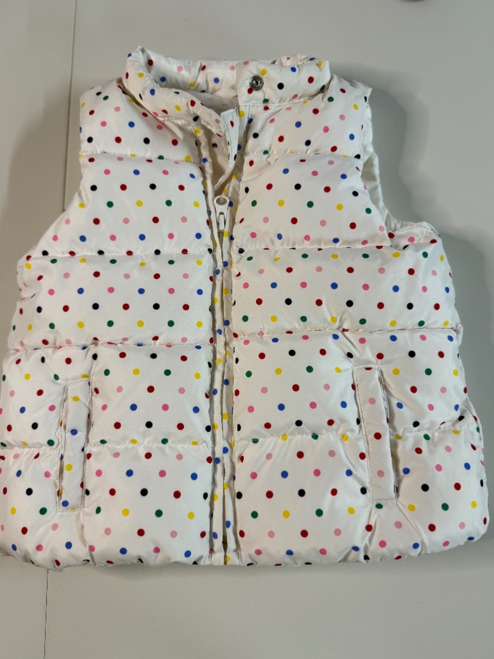 Baby Gap Girls White Polka Dot Puffer Vest Size 5T Colorful Dot Winter Vest